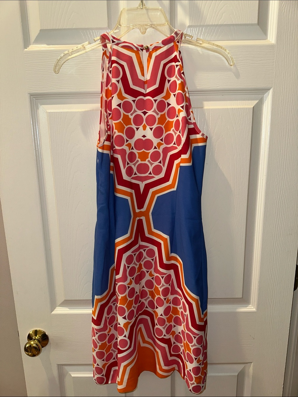 Banana Republic Sleeveless Geo-Print Mini Dress in Blue, Pink & Orange - Picture 3 of 3